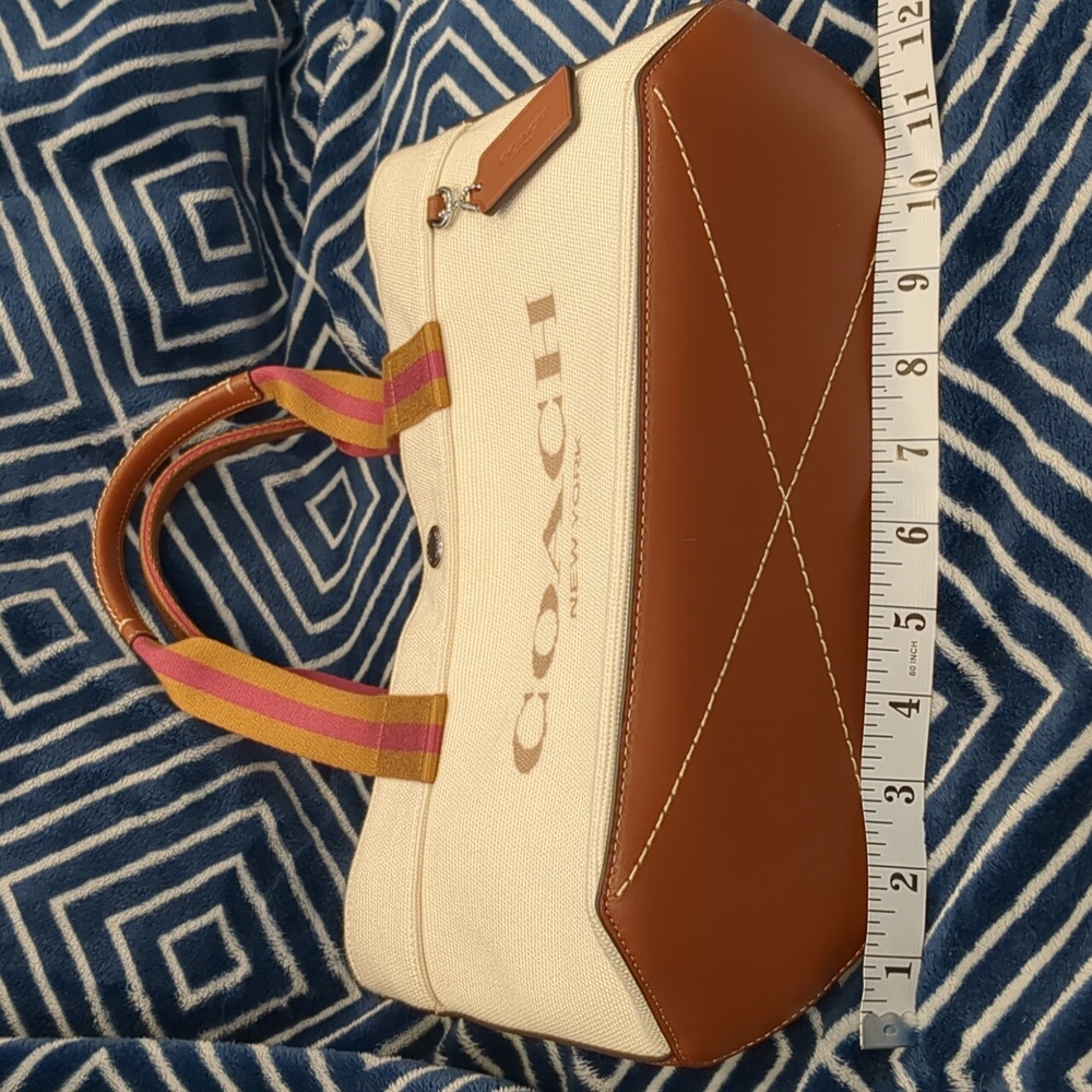 Coach Cream and Brown Small Canvas Tote Bag - Picture 2 of 5